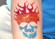 Flaming Skull Glitter Tattoo